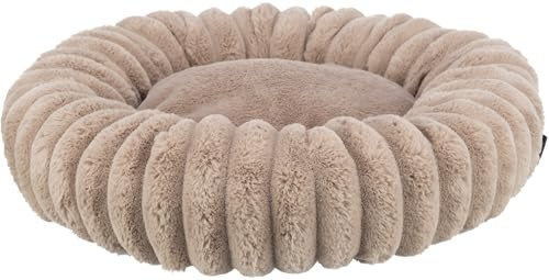 TRIXIE Hundebett Lonni 60 ø cm in braun – rundes Kuschelbett mit weichem Samtbezug, Hundekorb für kleine Hunde, fest integriertes Kissen, rutschfester Boden - weich & waschbar – 37999