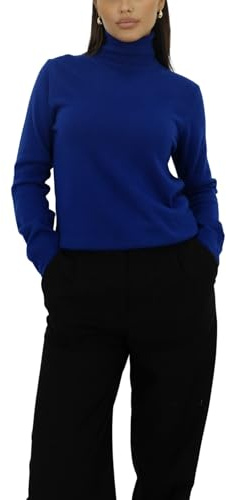 Win's Pull à col roulé en Cachemire pour Femme. Fabriqué en Italie (FR/ES, Alpha/Lettres, TG, Taille Normale, Taille Normale, Bleu foncé Indigo)