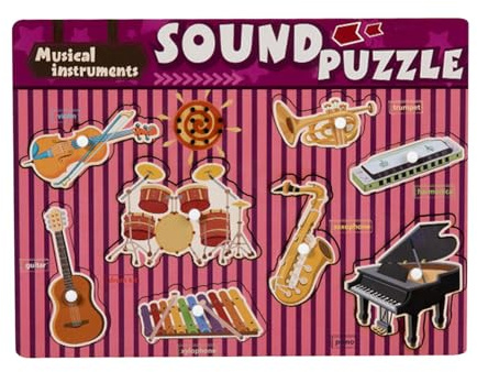 Nybhyjka Puzzle sonori in legno, puzzle sonoro a tema strumenti | Puzzle musicale in legno sonoro per tutti i piccoli | Puzzle in legno con effetti sonori per la casa, la scuola
