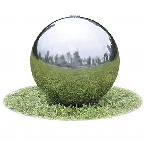 Fontana da giardino a sfera con LED, in acciaio inox, 20 cm, 41677