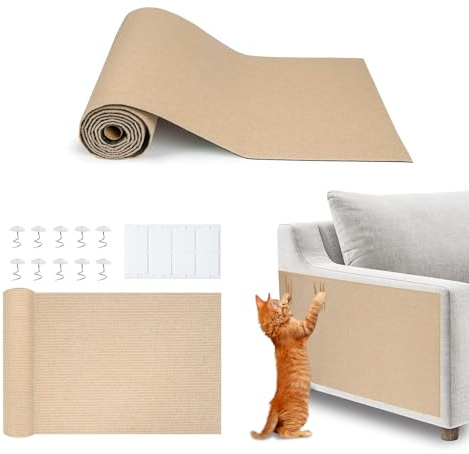 Best Pet Supplies Catify Cat Scratcher, Fun Interactive Scratchers, Posts, Poles, Claw Safe, Furniture Saver Indoor Play Support Natural Cat Behaviors Heavy Duty - Beige, 39.4 x 15.8