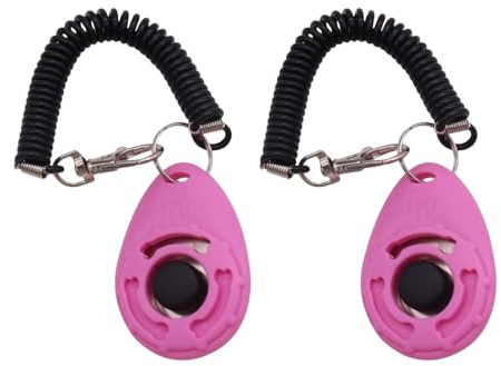 2 piezas de clicker rosa para entrenamiento de perros, fácil de usar, con botón, accesorios de entrenamiento para perros, fuertes y duraderos, ayuda a la conducta de entrenamiento