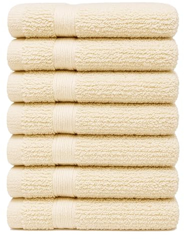 100% Cotton Luxury Washcloths 12x12 – Ultra Soft, Super Absorbent & Quick Dry Terry & Diamond Weave Towels for Face, Hands, Spa, Makeup Removal & Baby Care (MultiPack Sets) (7, Sandshell)