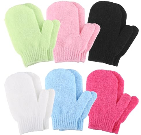 Exfoliating Gloves, 12pcs Bath and Body Exfoliator Mitts, Bamboo Shower Gloves, Scrubs Away Ingrown Hair and Dead Skin, for Shower, Spa, Massage and Dead Skin Cell Remover Loofah