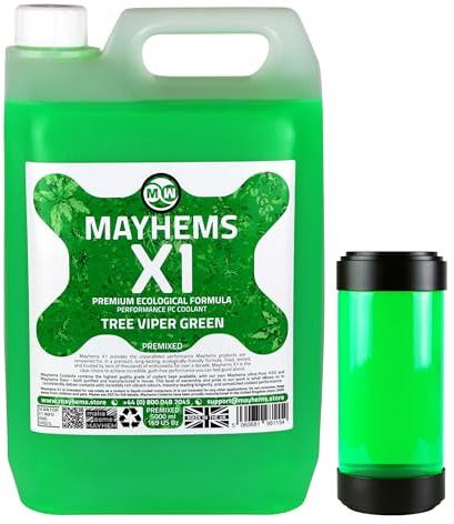 Mayhems - X1 förblandad PC kylvätska - datorvattenkylningsvätska - flytande kylning, Miljövänlig serie, UV, 5 liter, tree viper green (grön)