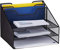 Relaxdays 10028951_46 Rangement, organiseur de table avec 5 compartiments, porte-documents, Mesh, 24x32x29 cm, noir, acier, 1 Support