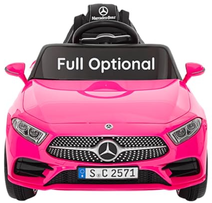 BabyCar Mercedes CLS 350 AMG | Coche Electrico para Niños 12V con 2 Motores 25W | Carro Electrico Infantil con Mando Parental, Asiento de Piel, Puertas Abatibles, MP3/USB | Mercedes Oficial | Rosa