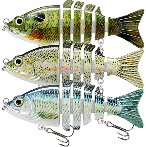 TRUSCEND Swimmax Fishing Lures with BKK Hook – Easy Catch: Wiggling, Vibrating, Rattling with Noise, Heavy-Duty Dyneema Fiber Joint, Jointed Swimbaits for Bass, Trout, Crappie, Family Fishing Plugs