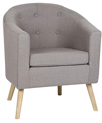 MINGYI Sillón Individual, Butaca de Salón Pequeño, Sillón Relax Moderno con Tapizado, Sillón de Lectura para Salón, Dormitorio, Oficina o Sala de Espera, 64×50×70 cm (Gris Claro)