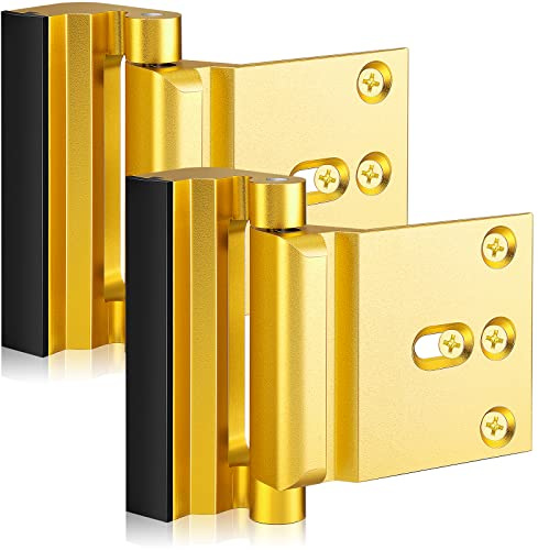 Shimeyao Security Door Lock, 2 Pcs Home Door Reinforcement Lock with 8 Screws Prevent Unauthorized Entry 3 Inch Home Door Lock Withstand 800 Lbs Aluminum Door Security Devices for Home Safety