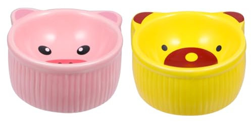 minkissy 2st Hamsterschale Aus Keramik Vogelfütterer Futternapf Für Papageien Hamsternapf Aus Keramik Futterwasser Für Haustiere Igelschale Chinchilla-schüssel Keramik-Feeder Heu Erdfarben