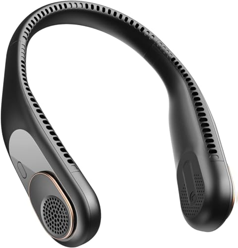 SWEETFULL Ventilateur de nuque portable, batterie de 4000 mAh (jusqu'à 9 heures), mini USB, silencieux, rechargeable, ventilateur de table, ventilateur manuel à 3 niveaux