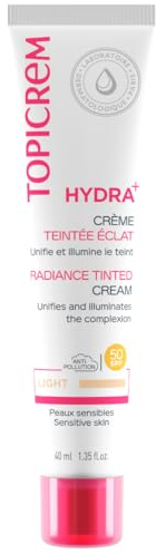 Topicrem - HYDRA+ Crème Teintée Éclat Claire - Crème Hydratante Teintée Peaux Sensibles et Déshydratées, Adultes et Adolescents - Hydrate 24h, Protège la Peau, Unifie et Illumine le Teint - 40 ml