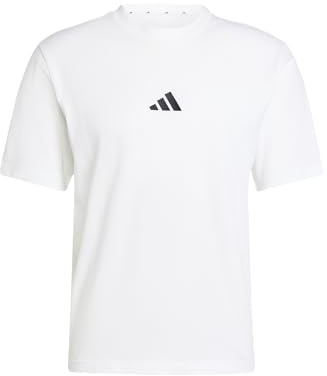 adidas Hombre Essentials Small Logo Single Jersey Shirt, White/Black, L