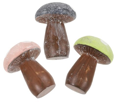 PHENOFICE Ensemble De 3 Statues De Champignons en Résine Ornements De Jardin Uniques pour La Décoration