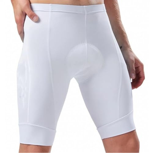 Abbigliamento Ciclismo Uomo Pantaloncini da ciclismo bianchi con polsini tagliati, calzamaglia da ciclismo MTB, tessuto for bici, imbottitura in GEL 9D, fondo elastico Pantaloncini Bici Uomo(White nob