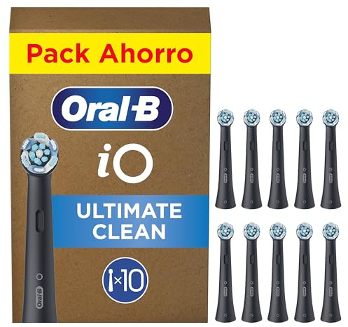 Oral-B iO Ultimative Reinigung Aufsteckbürsten — ORIGINAL Zahnbürstenaufsatz für Elektrische Oral-B iO Zahnbürsten — Ersatzbürsten für fortschrittliche Tiefenreinigung — Schwarz, 10 Stück