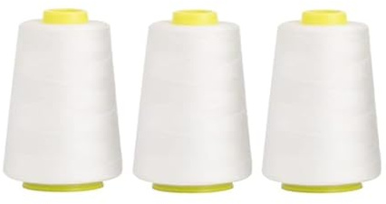 3 Bobinas Grandes Hilo de Coser de poliéster Todo propósito 40S/2 para Coser, acolchar, Patchwork, remalladora y overlock,manualidades de costura,5000YRDS (BLANCO)