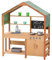 VEVOR Mud Kitchen for Kids, Wooden Toy Play Kitchen Set with Accessories, Outdoor Toddler Grocery Store Playset, Pretend Play Kitchen with Stoves, Planter Boxes, Sink, Faucet, Blackboard, Cookware Pot