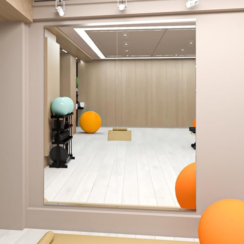NEUWEABY Specchio da palestra per casa, 145x61 cm, 2 pezzi, grande specchio da yoga, senza cornice, fitness, vetro temperato, montaggio a parete, studio di danza, garage