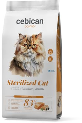 CEBICAN Sterilized Cat 3kg – Pienso para Gatos Esterilizados con Salmón – Comida para Gatos Alta en Proteína para Cuidado del Peso, Pelaje Saludable y Fácil Digestión – 83% Proteína Animal