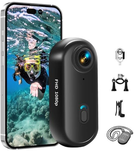 Tiantianle Action Cam WiFi, 1080P Mini Unterwasserkamera Wasserdicht bis 30M, 360° Helmkamera Fahrrad,Freihand-POVs,Bodycam Körperkamera, Actionkamera, Kleine Kamera