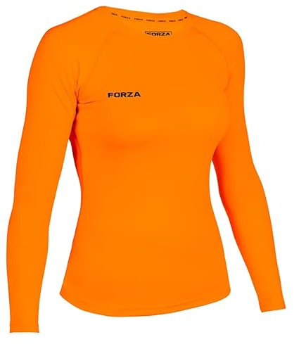FORZA Women's Base Layer Long Sleeve Top – Quick Dry Sweat-Wicking Compression Shirt for Sports & Training – XS to XL – Multiple Colours (UK, Alpha, S, Regular, Regular, Fluro Orange)