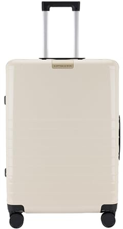 Kapten & Son Koffer Heathrow Essential Check-In Sandstone 82 L | Hartschalenkoffer Groß Beige mit stabilen, austauschbaren 360 Grad Rollen, TSA-Gepäckschloss | Reisekoffer