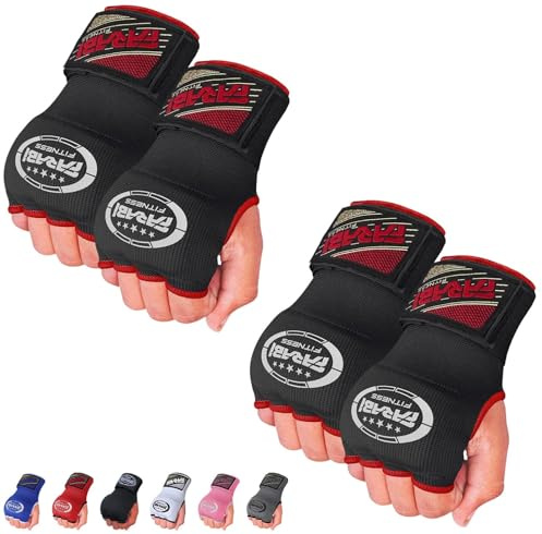 Farabi Sports sottoguanti boxe bambini Inner Hand Wraps fasce boxe Allenamento MMA Muay Thai sottoguanti (Nero (confezione da 2))