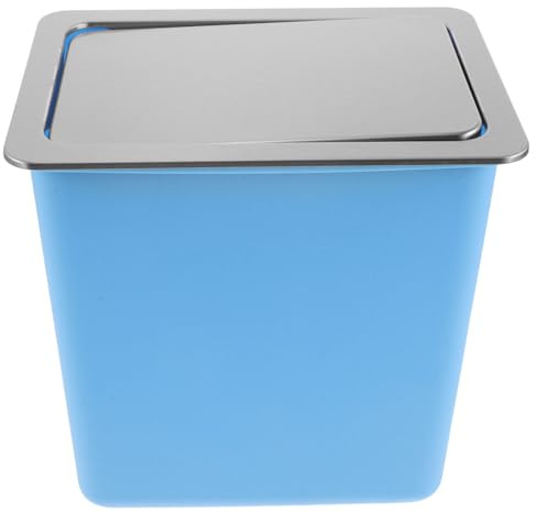 Homoyoyo Cubo de Basura Empotrado de Acero Inoxidable 430 con Tapa Abatible Pequeño Rectangular con Cubo Plástico Extraíble Adecuado para Cocina Integrada Oficina y Restaurante