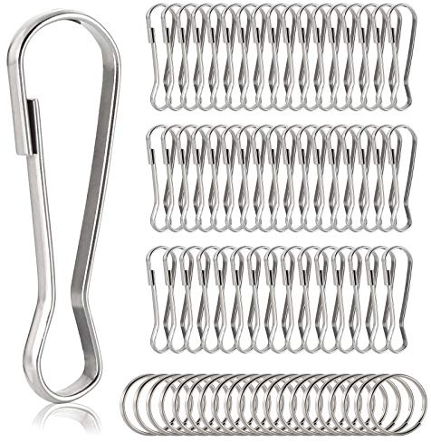Rybtd 50Piezas Clip de Gancho de Asta de Bandera 50MM Accesorios de Asta de Bandera de Acero Inoxidable para Fijar Banderas,llaveros,Cordones,Manualidades