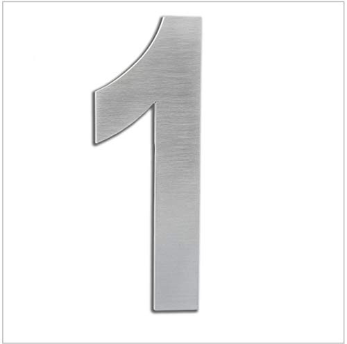 EVI Herrajes | Número Adhesivo para Casas de Acero Inoxidable | Nº 1 | 160x63 mm | Para Paredes, Fachadas, Portales o Puertas | Para Exterior e Interior | Mod. I-160AM-1