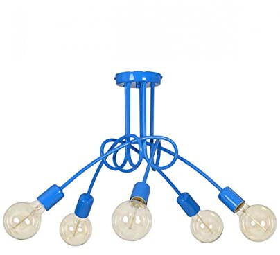 Light-Home Edison Deckenbeleuchtung Lampen Deckenlampen - Deckenlampe Industrial für Wohnzimmer Schlafzimmer und Esszimmer aus Metall - Pendelleuchte 5-Flammig - Blau