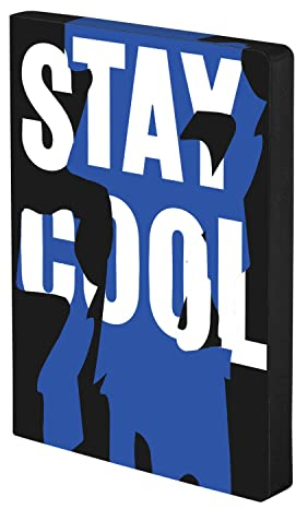 Nuuna Notizbuch A5+ | Graphic L - Stay Cool | 3,5 mm Punktraster | 256 nummerierte Seiten | 120 g Premium-Papier | Leder schwarz | nachhaltig produziert in Deutschland