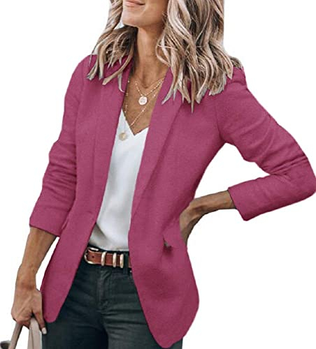 Cicy Bell Damen Langarm Casual Blazer Arbeit Büro Knopf Open Front Jacke Anzug Lila S