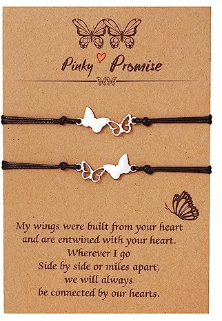 SIXDUTON 2/3 Stück Beste Freundschaft Armband, Schmetterling Schwestern Bestie Freundschaftsarmband Entfernung Übereinstimmung Beziehung für Beste Freunde (2 Stück)