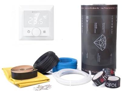 Infraröd värmefolie 230 V komplett set (80/140/220 W/m²) TERMOFOL DIAMOND för golv-, vägg- och takvärme med WLAN-termostat TF-H5 (80 W/m², 4 m²)