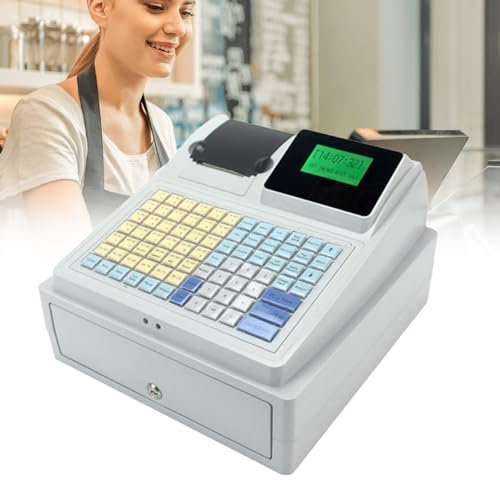 ZIXIAOS Elektronische Registrierkasse Mit 81 Tasten, Geeignet Für Einkaufszentren, Gewerbliche Kassen, Mit Großer Kassenschublade Und Thermodrucker.