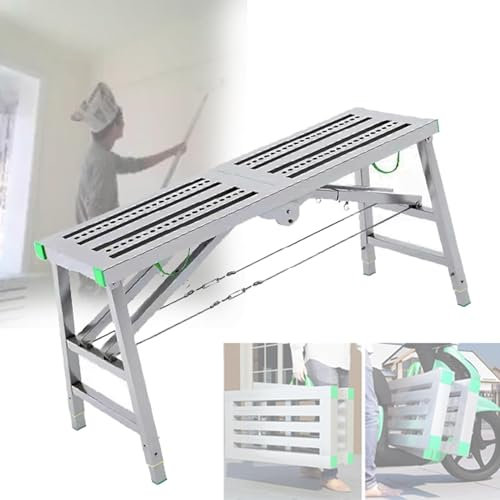 YXCMD Plateforme de Travail Pliable Portable echafaudage echelle Jardin Aluminium escalier échelle échafaudage escabeau Multifonction d'échafaudage échafaudages(120cm/3.9ft)