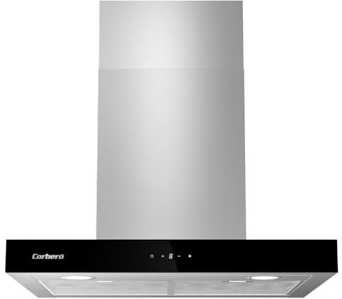 Corberó - Campana Decorativa Horizontal | NANGA675XB | Negro | 60 cm | Caudal 750 m3/h | 230W, 3 Velocidades, Filtro Aluminio 3 Capas, Filtro Carbón, Eficiencia Energética A