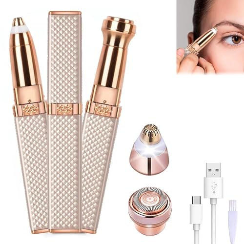 Augenbrauenrasierer Elektrisch,Gesichtshaarentferner mit 2 Ersatzköpfe Enthalten,Augenbrauen Trimmer Damen,USB Elektrischer Augenbrauen Rasier,Gesichtsepilierer Damen Wiederaufladbar für Wangen,Arme