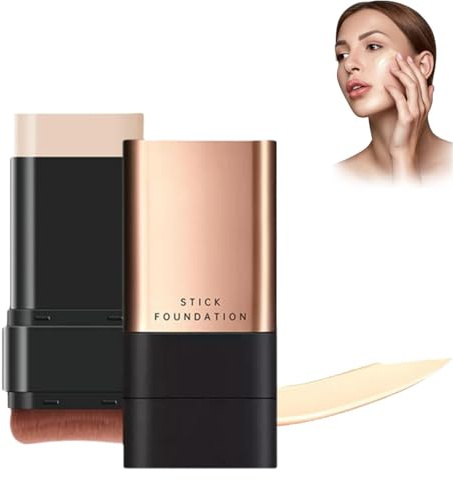 Flawless Eraser Foundation Stick, 2025 Koreanischer Feuchtigkeitsspendender, Leichter Foundation Stick mit Integriertem Pinsel, Vollflächig Abdeckendes Anti-Falten-Make-Up (01# Elfenbein Farbe)