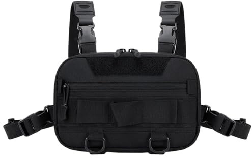 wueiooskj Taktische Brusttasche, wasserdicht, bequem und geräumig, langlebig, Schwarz