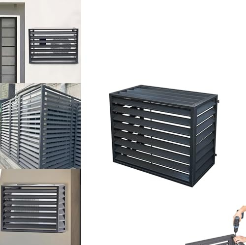 Ywanwj Cubre Aire Acondicionado De Aluminio Decorativo, 110*80*60cm Estante Pantalla De Privacidad Para Exteriores, Cubierta Protectora del Protectora De Aire Acondicionado Cojinete de carga fuerte