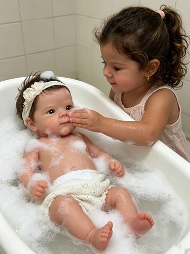 Anano 60 Muñeca Bebé Reborn Realista Niña para Niños Tamaño Real Recién Nacido con Piel De Bebé Original, Cabello Natural, Ojos Que Parecen Reales (BETIEWHITE)