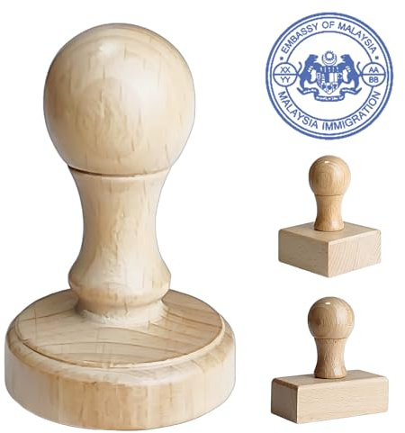 Custom Stamp – Personalized Wooden Rubber Stamp with Logo, Name, and Address, Upload Your Own Design, Multiple Sizes for Branding & Crafting (Round)