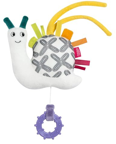 Fehn Mini-Spieluhr Schnecke – Kuscheltier & Einschlafhilfe: Aufzieh-Spieluhr mit sanfter Melodie Schuberts Wiegenlied beruhigt in jeder Situation – für Babys und Kleinkinder ab 0+ Monaten