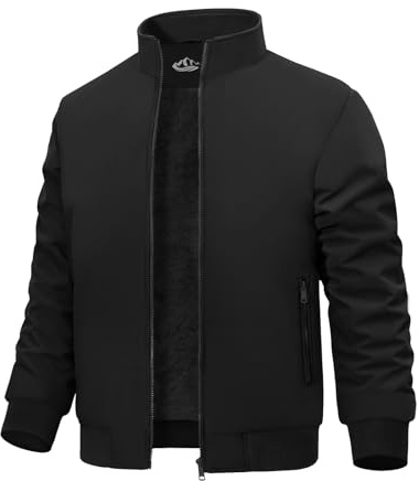 Xnova Blouson Bombers Homme d'hiver Chaud Blousons Aviateur Légère Doublée en Polaire Veste Imperméable mi Saison Thermique Bombardier Manteau Coupe Vent Zippée Travail, Noir, XXL