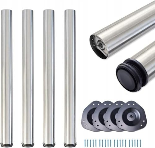 WAMAK 4X Tischbeine Höhenverstellbar Metall Schreibtischbeine 710 mm Chrom