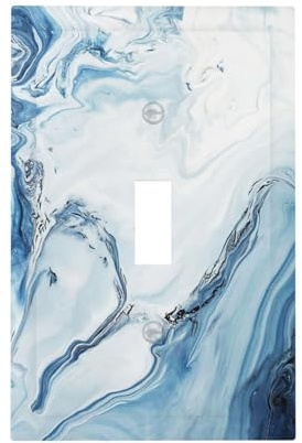 Aqua Teal Blue Grey White Marble 1 Gang Light Switch Plate Outlet Decorative Single Toggle Wall Plate Cover Electrical Switchplate Faceplat Room Decorate